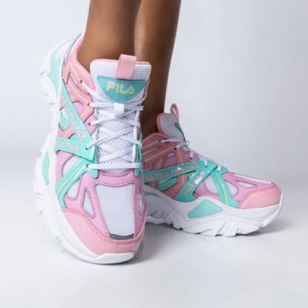 Fila Women's Electrove 2 pink white teal blue sneakers shoes - Picture 9 of 11